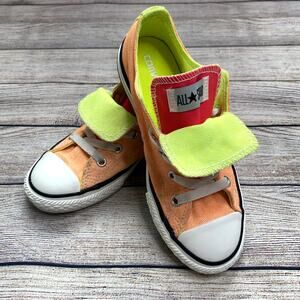 Converse Kids Shoes Double Tongue Orange/Green Size 1 Sneakers 637348F